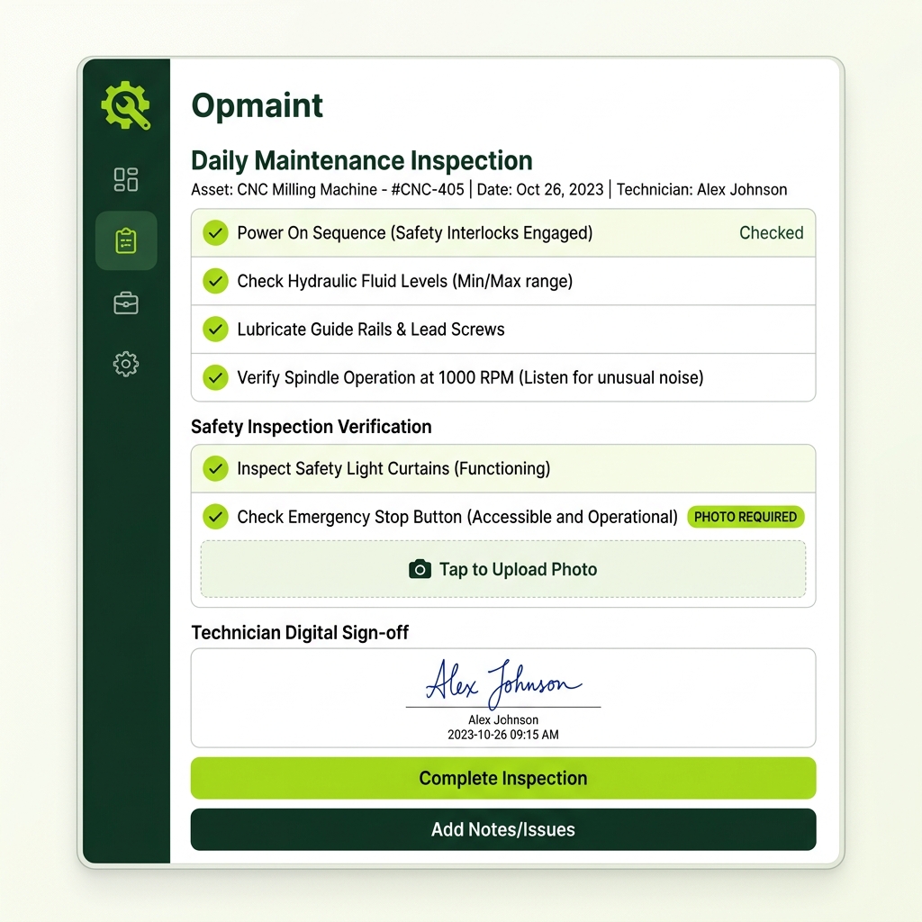 Digital SOP and Maintenance Inspection Checklist