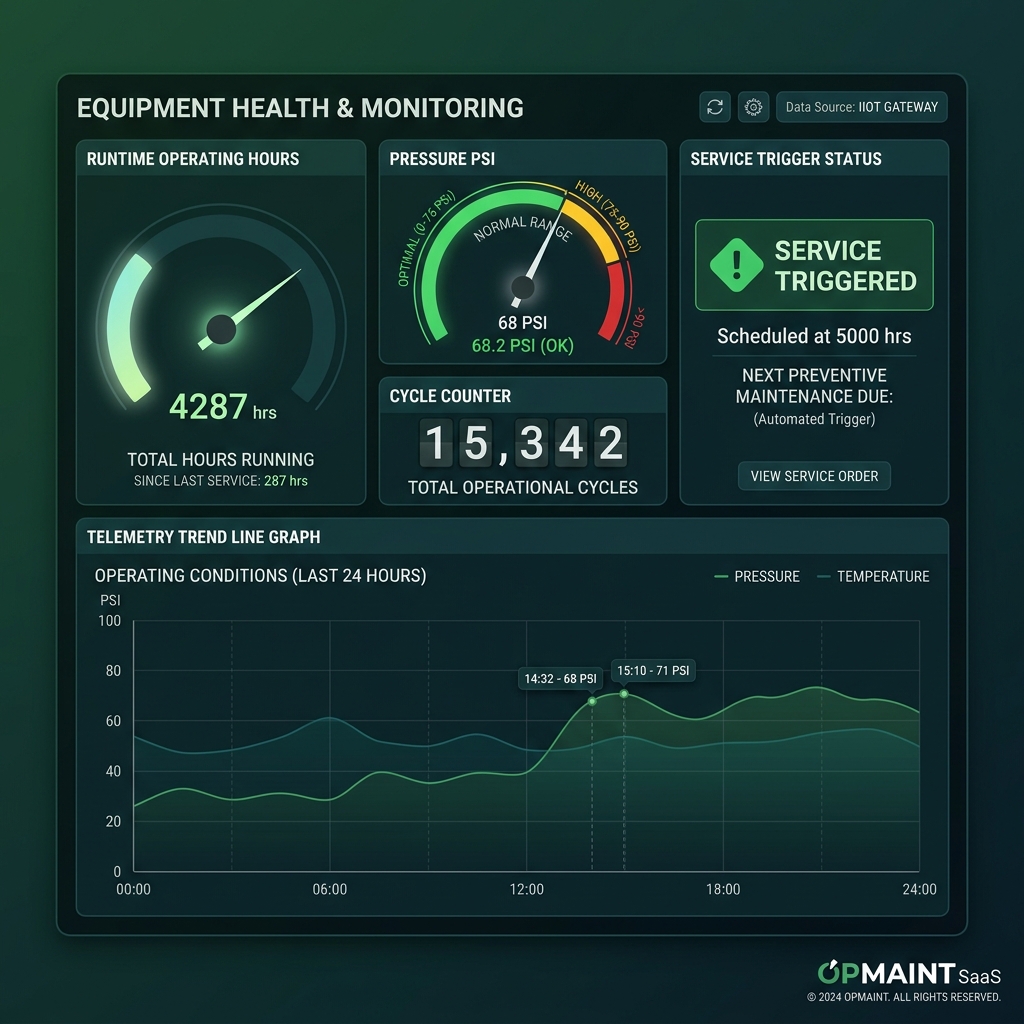 Equipment Health Monitoring, Runtime and Meter Telemetry